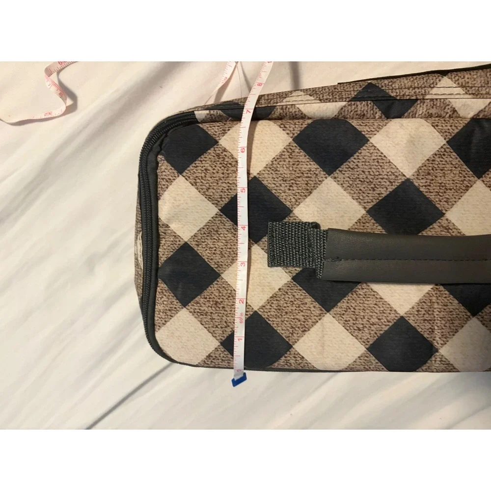 Tastefully Simple Bake & Take Insulated Carrier Buffalo Check Tan Black NWT